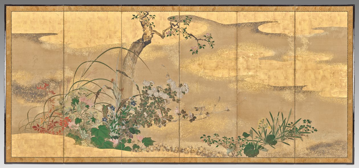 Fiori e alberi delle quattro stagioni (schermo sinistro) da Watanabe Shiko