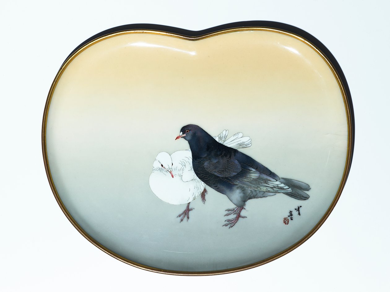 Vassoio raffigurante uccelli, c.1890-95 da Watanabe and Sosuke Namikawa Seitei