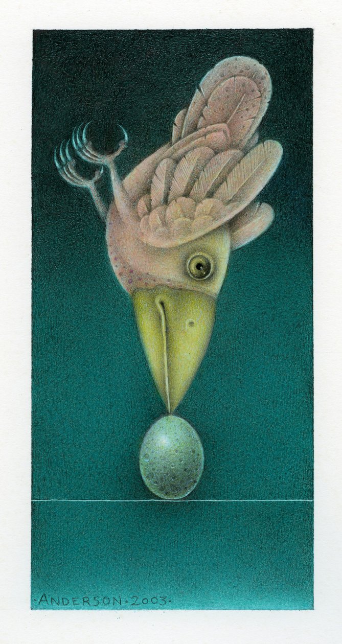 Balancing Bird, 2003 (tecnica mista su tavola) da Wayne Anderson