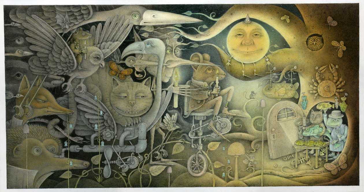 Creature apparse dal buio, 2010 (tecnica mista su tavola) da Wayne Anderson