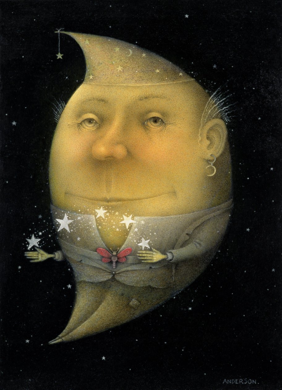 Mezzaluna giocoliera (matita e pastello colorato su carta) (coppia di 150068) da Wayne Anderson