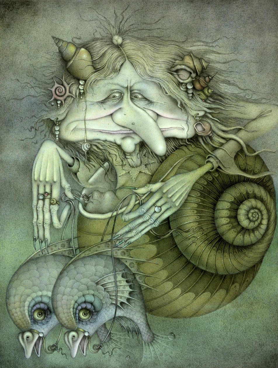 Strega del mare (matita e pastello colorato su carta) da Wayne Anderson