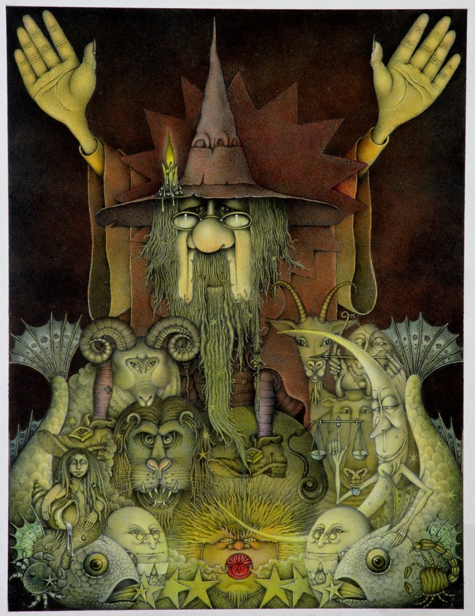 Mago dello Zodiaco (matita e pastello colorato su carta) da Wayne Anderson