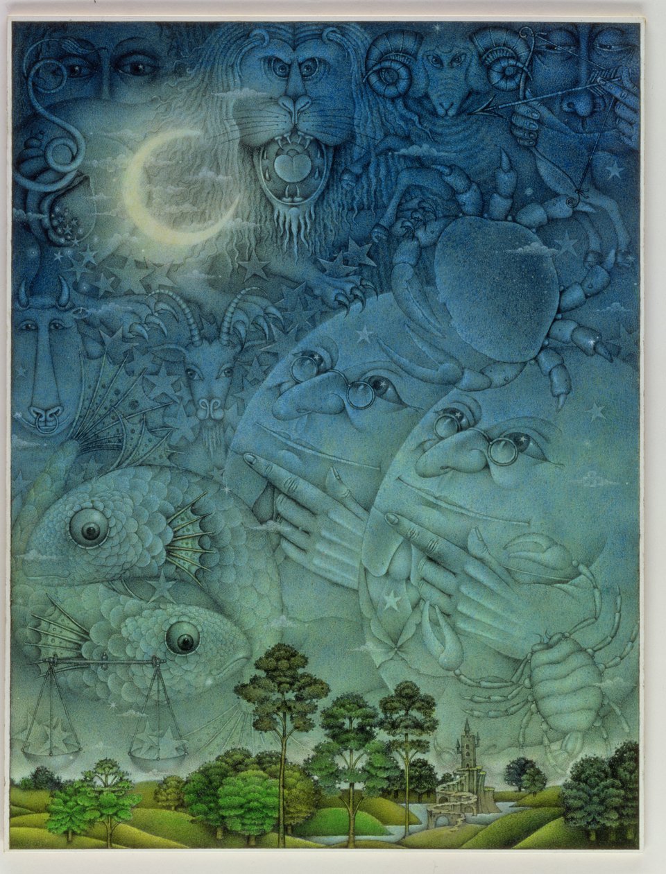 Cielo zodiacale (matita e pastello colorato su carta) da Wayne Anderson
