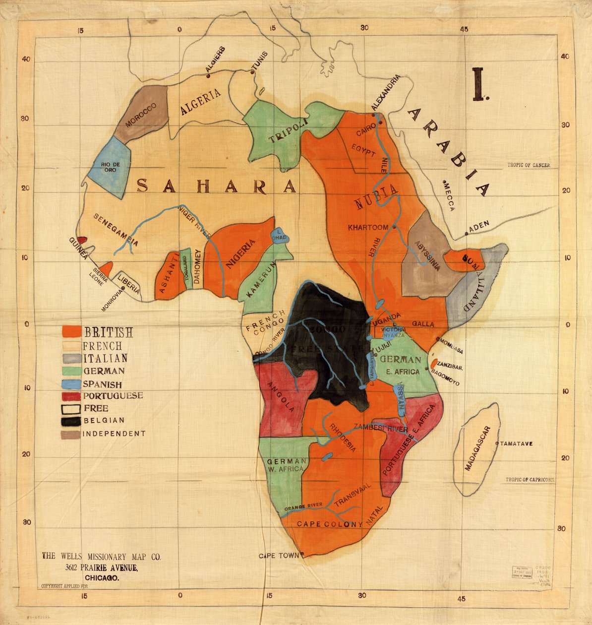 Africa da Wells Missionary Map Co.