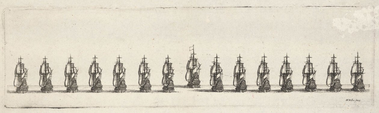 Una flotta in linea da Wenceslaus Hollar
