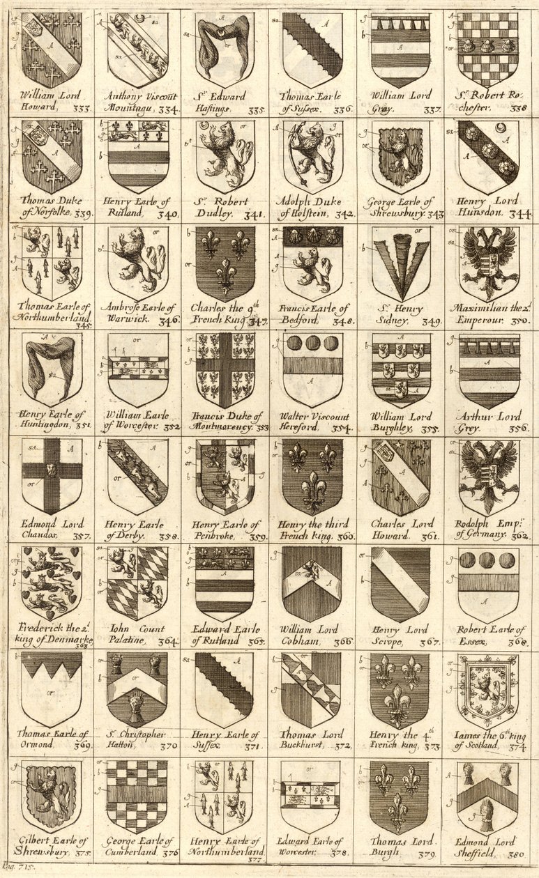 Stemma dei cavalieri della Giarrettiera da Wenceslaus Hollar