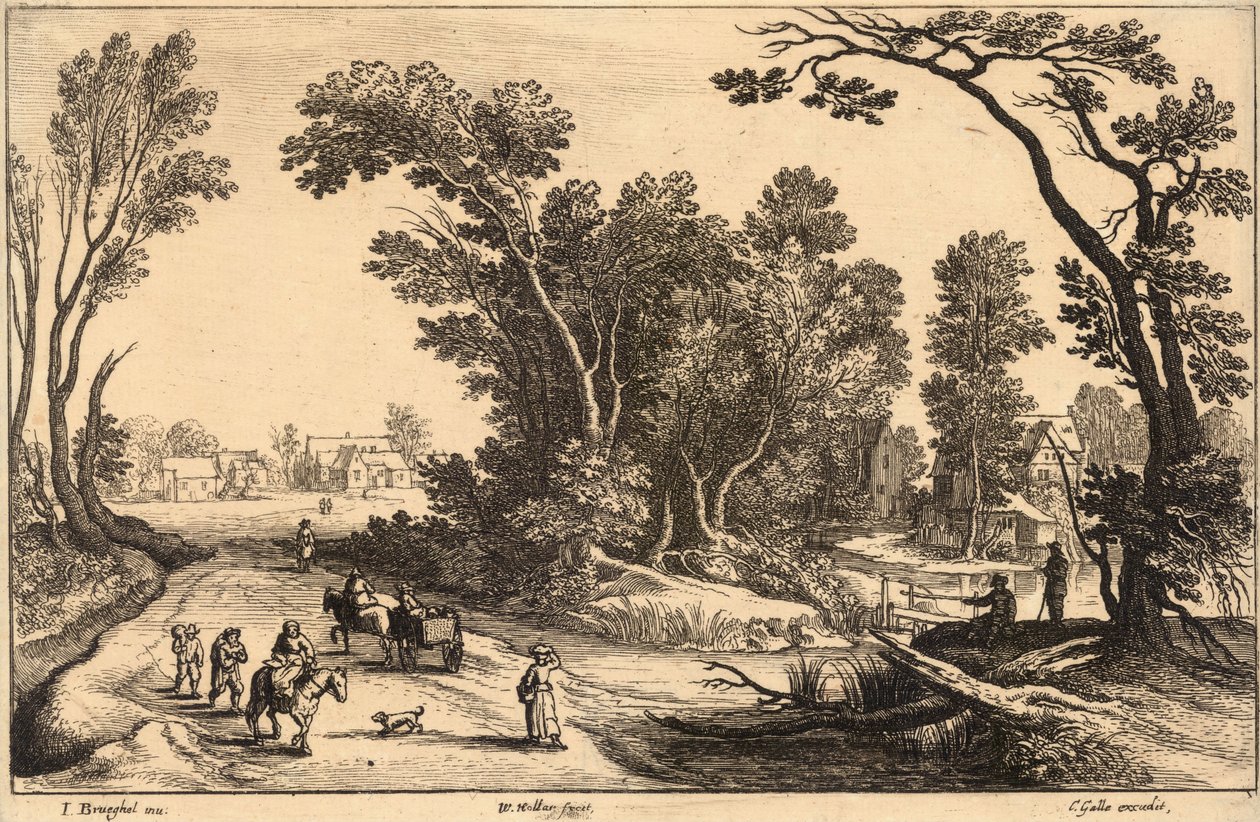 Andare al mercato (Brueghel). Stato 2 da Wenceslaus Hollar