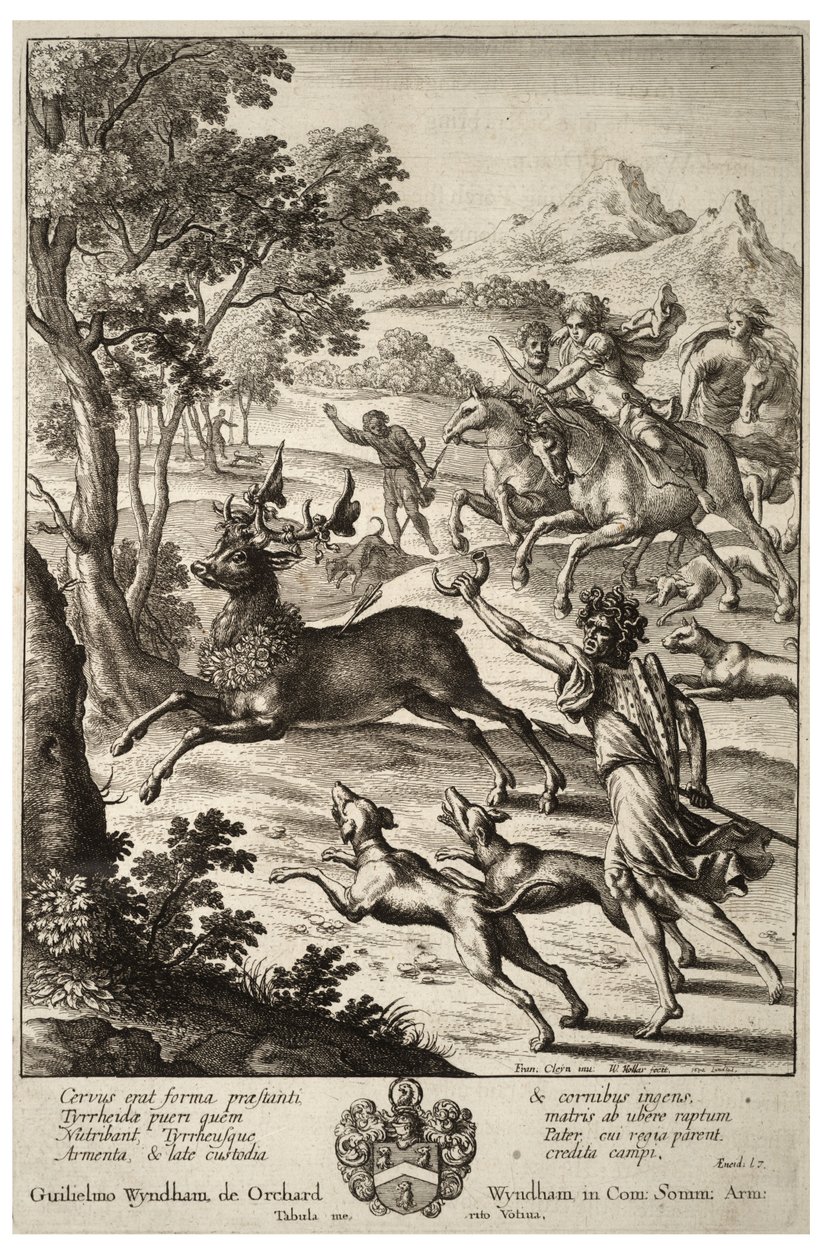 Julus caccia il cervo di Tirreo. Stato 2 da Wenceslaus Hollar