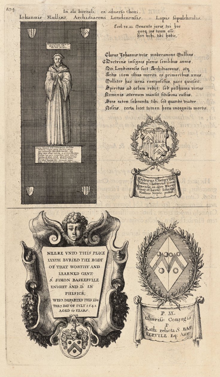 Mullins e Baskerville (monumento). Stato 2 da Wenceslaus Hollar