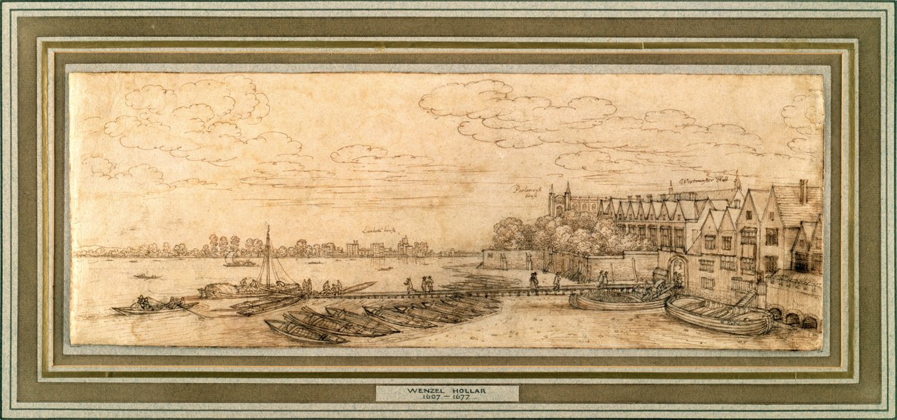 Il Tamigi sotto il molo di Westminster da Wenceslaus Hollar