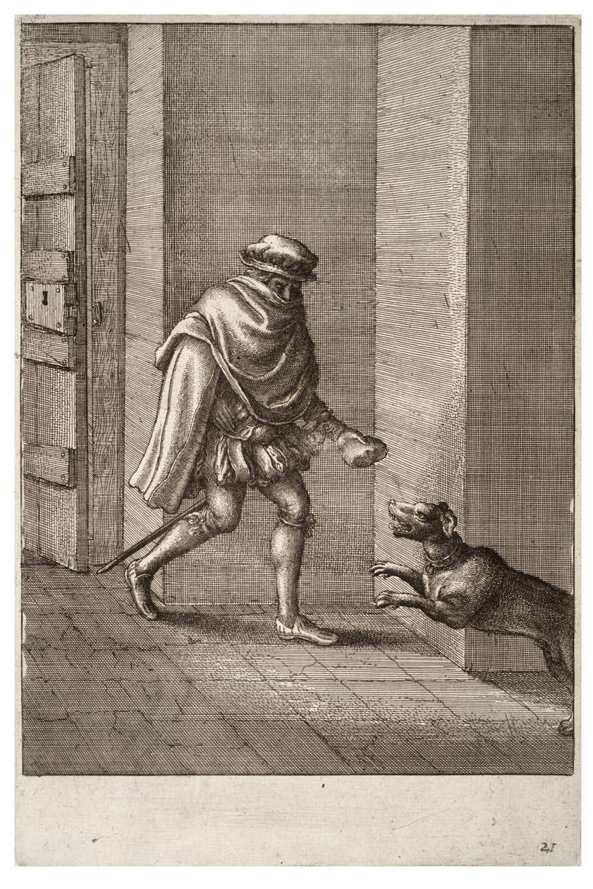 Il cane e il ladro da Wenceslaus Hollar