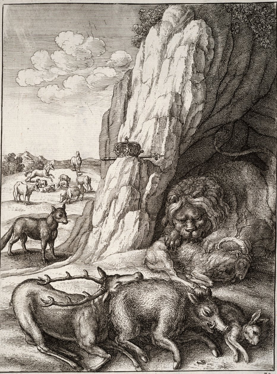 Il leone malato da Wenceslaus Hollar