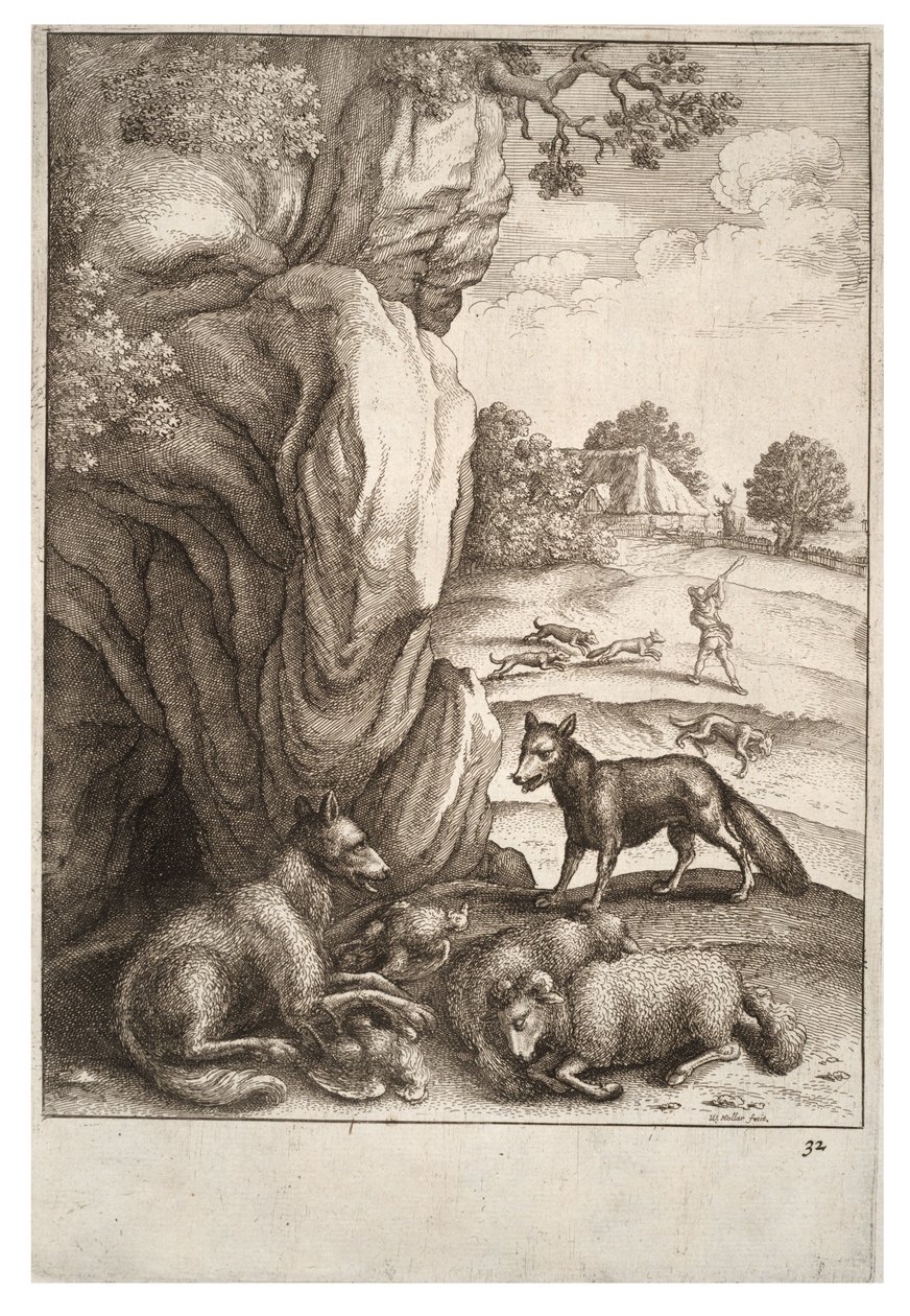 Il lupo e la volpe da Wenceslaus Hollar