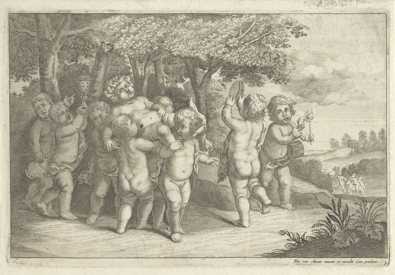 Bambini che suonano e danzano portano un baccante da Wenceslaus Hollar (rejected attribution)