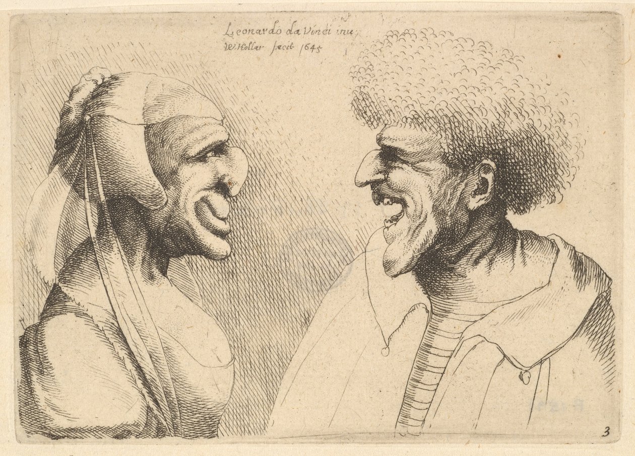 Una coppia deforme che si guarda da Wenceslaus Hollar