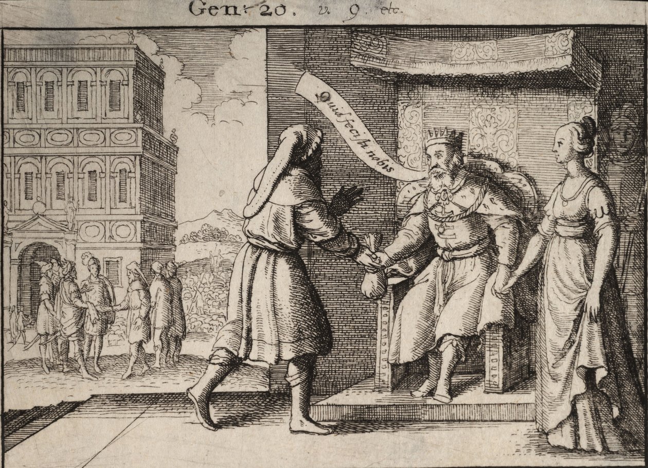 Abimelech rimprovera Abramo. Stato 1 da Wenceslaus Hollar
