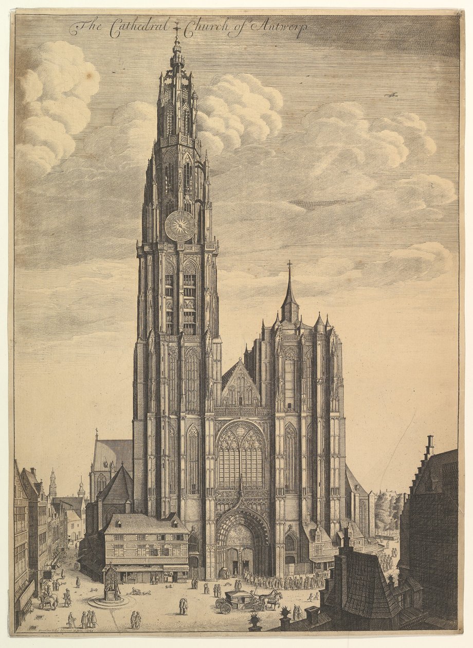 Cattedrale di Anversa (Prospectvs Tvrris Ecclesiæ Cathedralis) da Wenceslaus Hollar