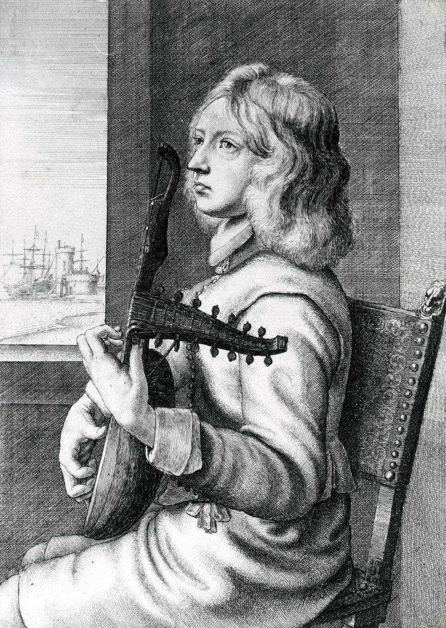 Suonatore di Liuto Barocco da Wenceslaus Hollar