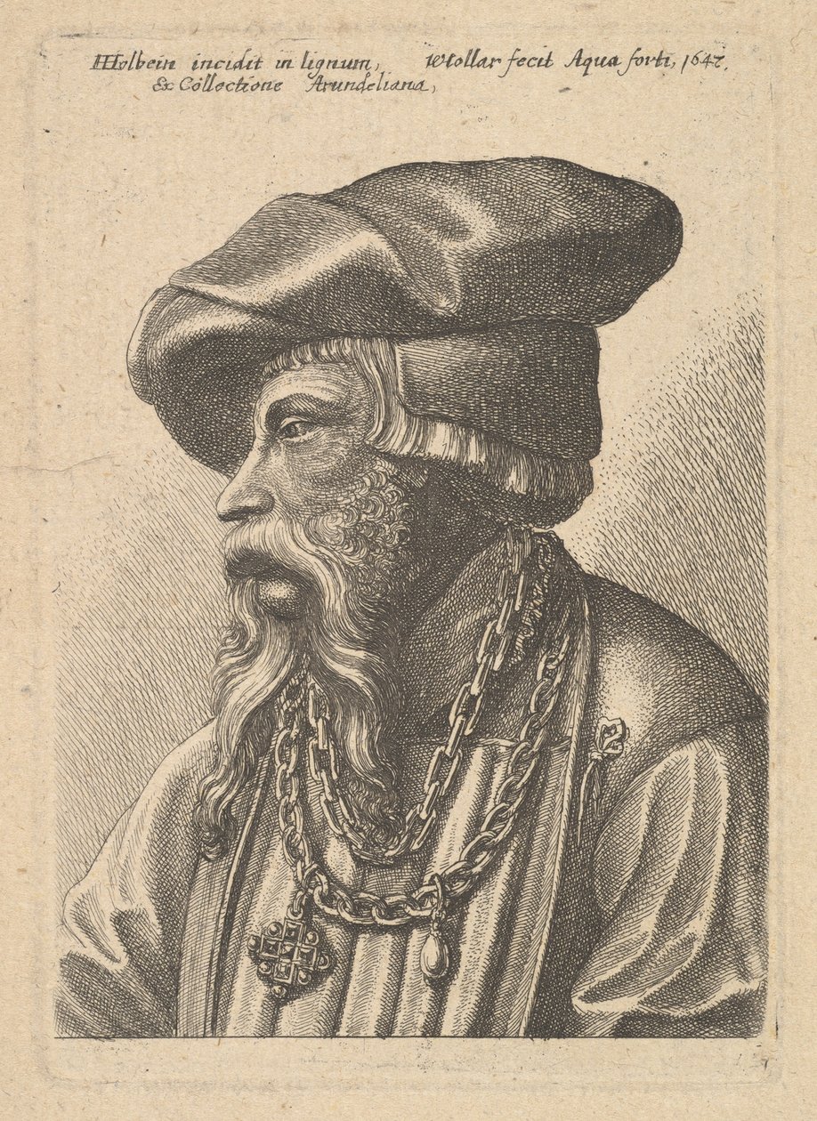 Uomo barbuto con collana, 1647 da Wenceslaus Hollar