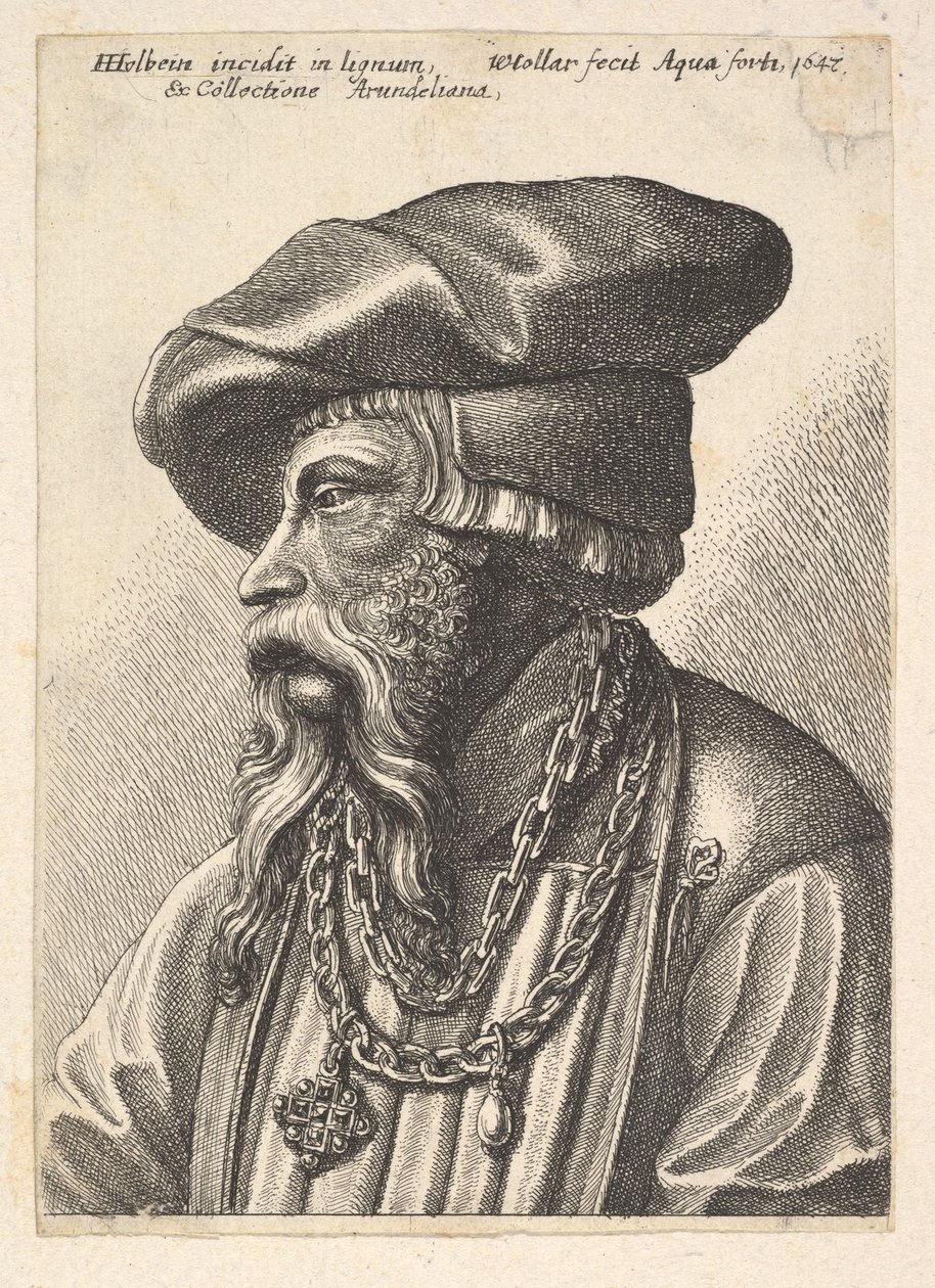 Uomo barbuto con collana, 1647 da Wenceslaus Hollar
