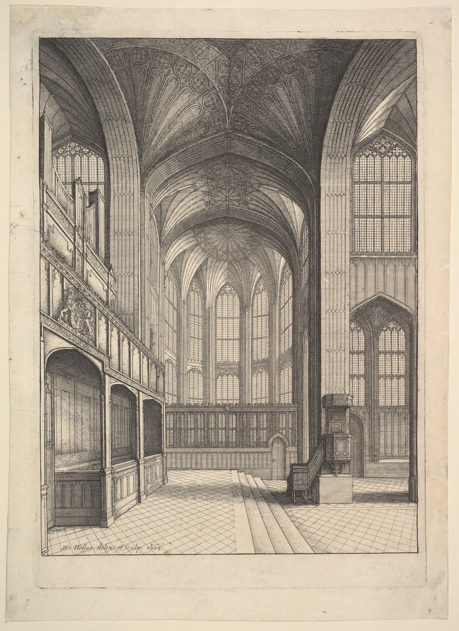 Cappella di Bray nella cappella di San Giorgio, Windsor (da "The Institution, Laws & Ceremonies of the most Noble Order of the Garter" di Elias Ashmole, Londra 1672) da Wenceslaus Hollar