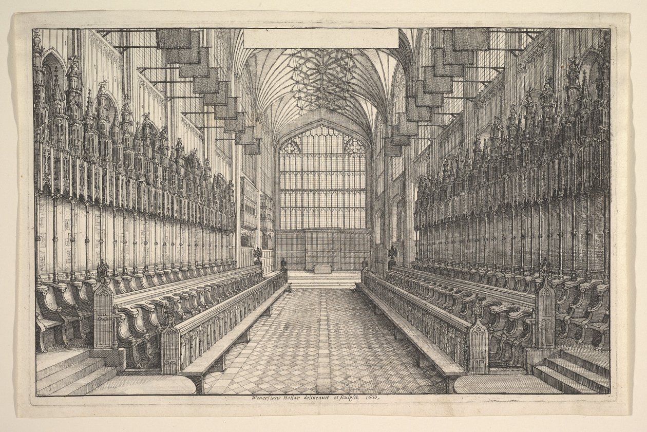 Coro e stalli nella Cappella di San Giorgio, Windsor, 1660 da Wenceslaus Hollar