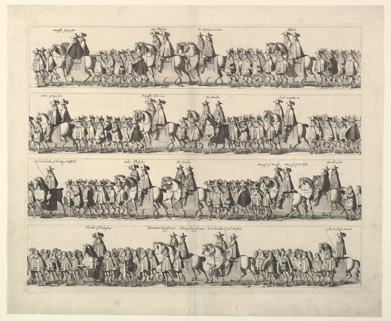 Processione di incoronazione di Carlo II attraverso Londra da Wenceslaus Hollar