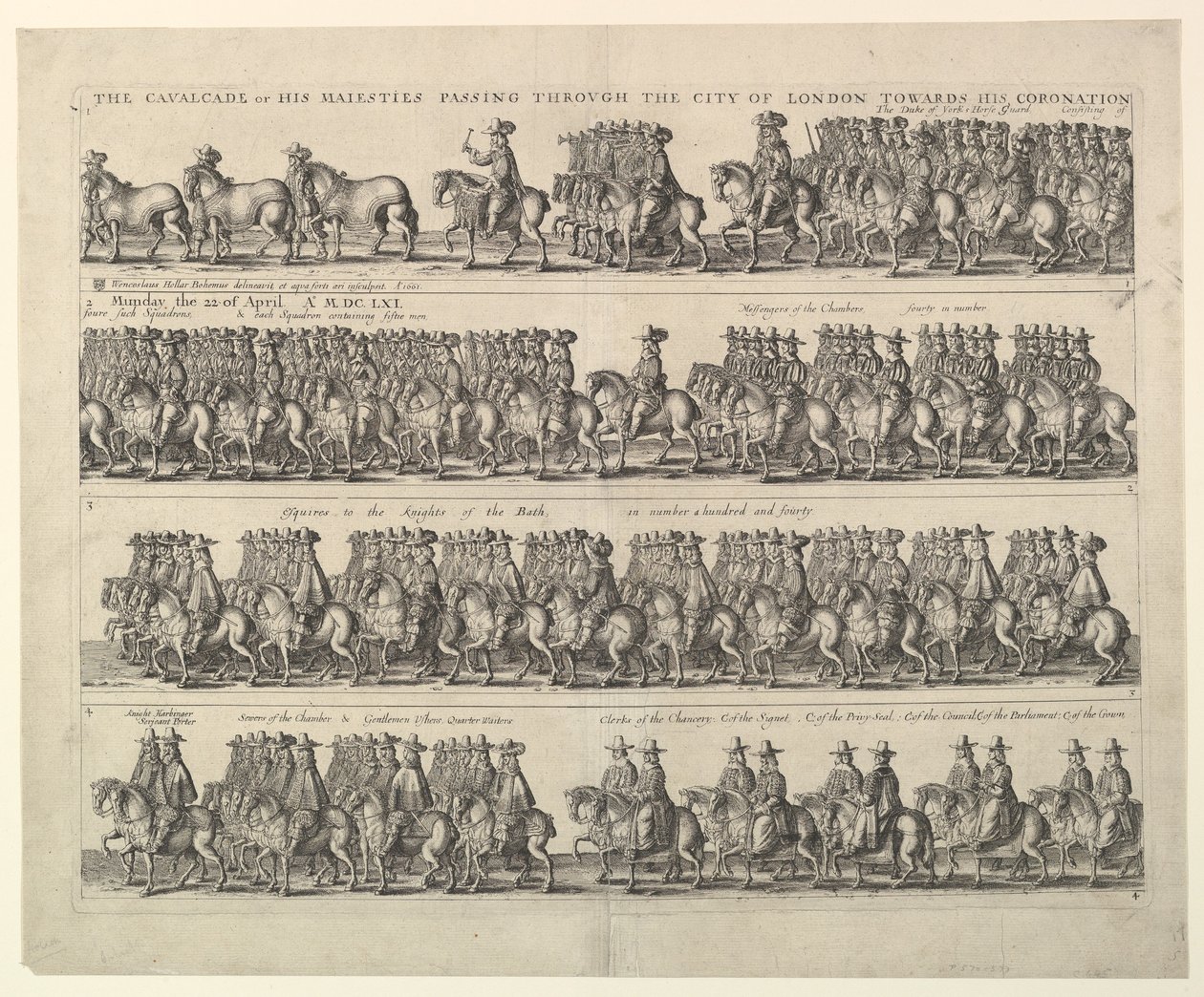 Processione di incoronazione di Carlo II attraverso Londra, 1662 da Wenceslaus Hollar