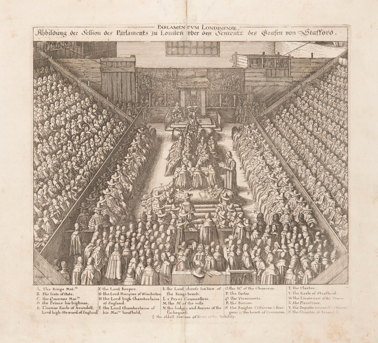 Rappresentazione della sessione del Parlamento di Londra per la sentenza del Conte di Stafford da Wenceslaus Hollar