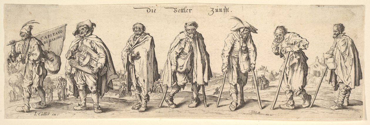 Die Bettler Zunfft I sette mendicanti, 1630 da Wenceslaus Hollar