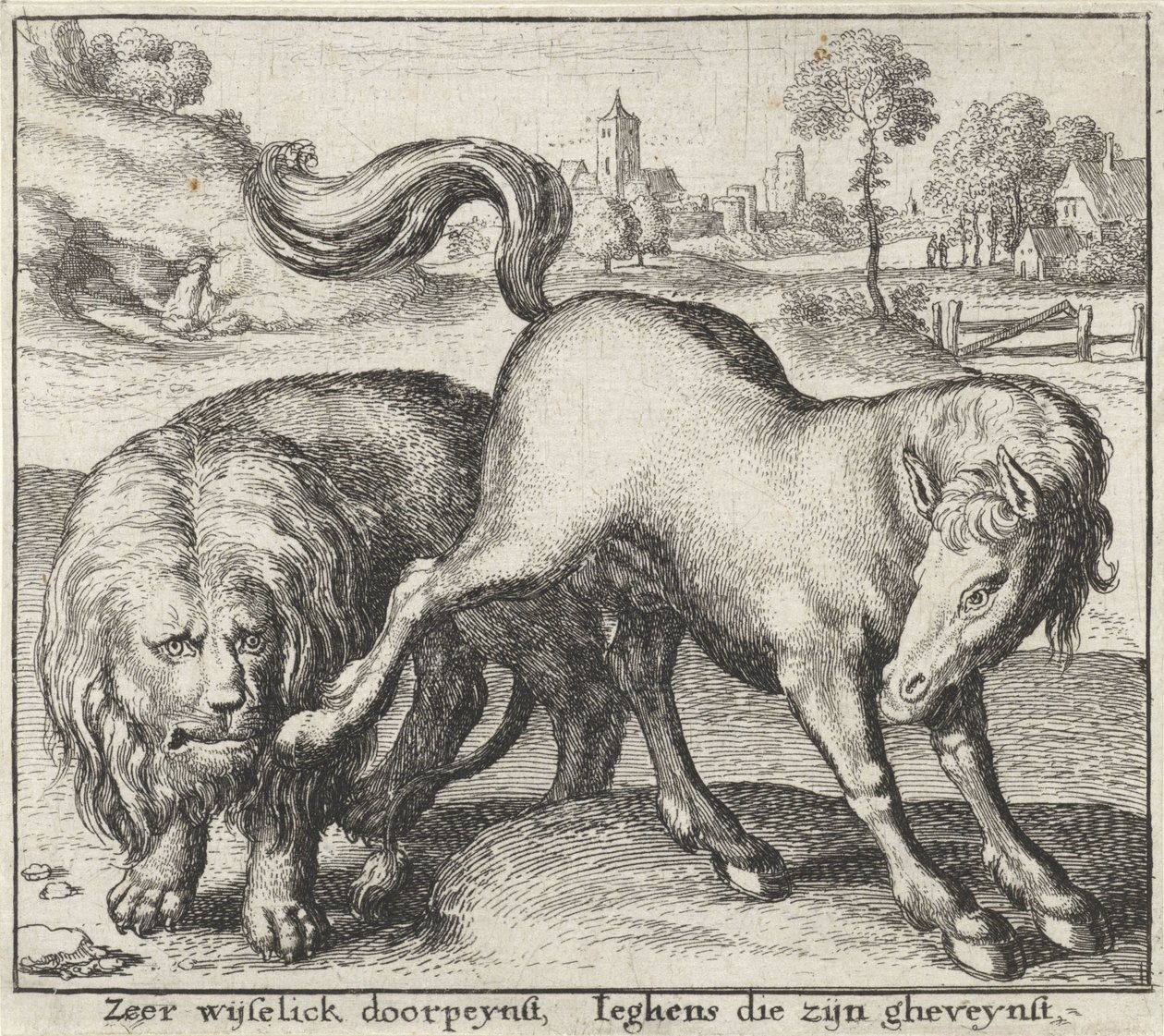 Favola del leone e del cavallo da Wenceslaus Hollar