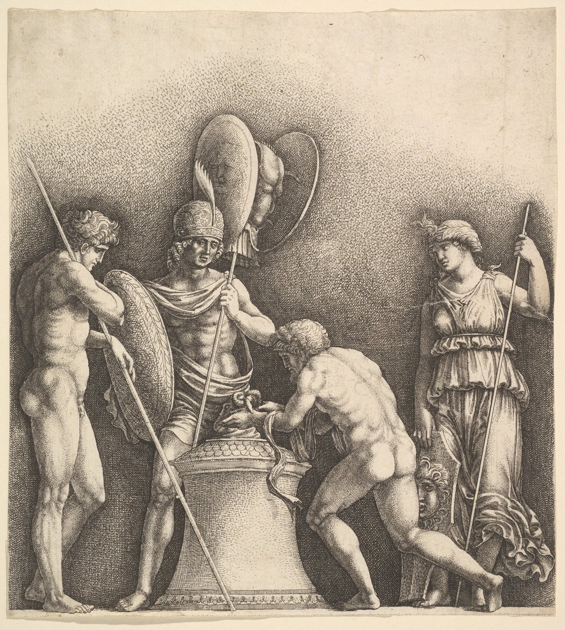 Quattro figure classiche sacrificio pagano, 1638 da Wenceslaus Hollar
