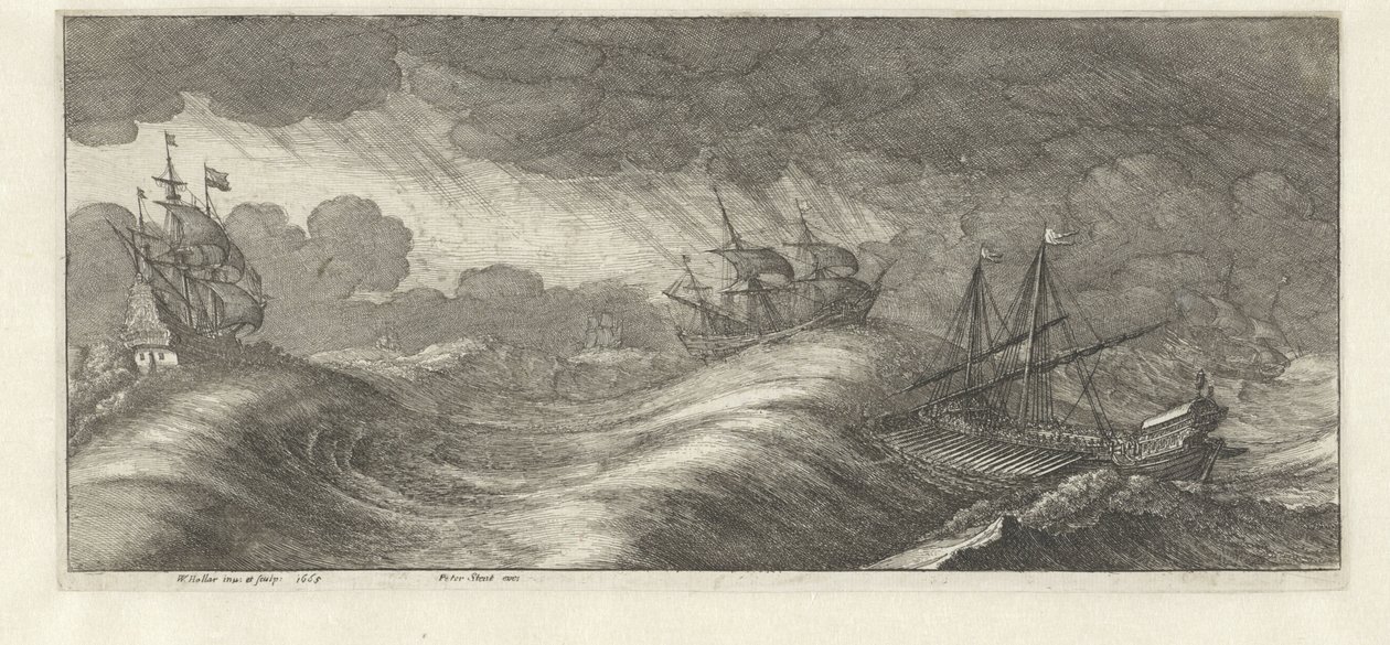 Galeone e altre navi in una tempesta (Tempeste marine) da Wenceslaus Hollar