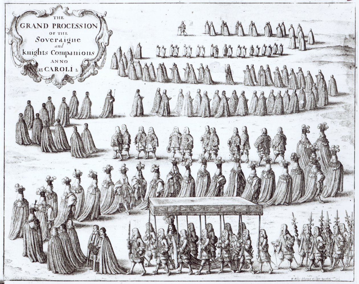 Grande processione del Sovrano e dei Cavalieri della Giarrettiera a Windsor, 1672 da Wenceslaus Hollar