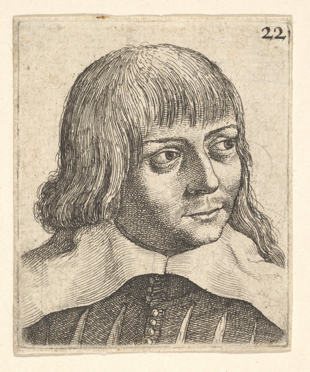 Testa di un giovane uomo, leggermente girata a destra, 1625-77 da Wenceslaus Hollar