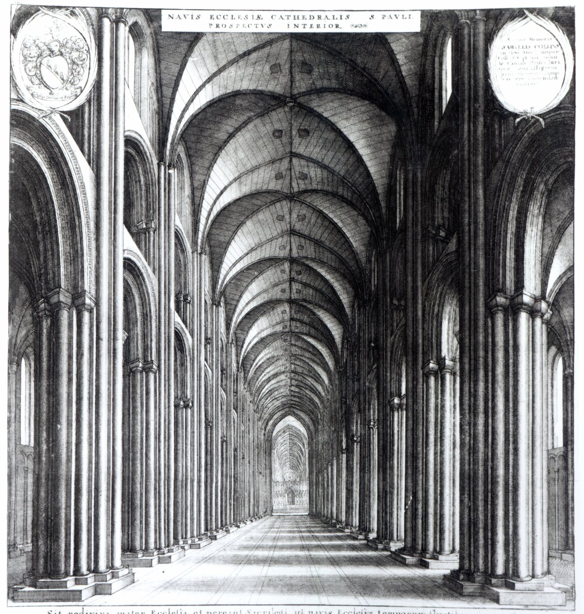Interno della navata di San Paolo da Wenceslaus Hollar