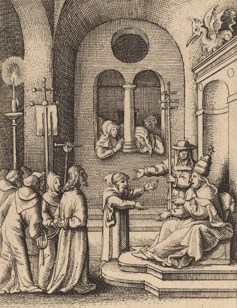 Gesù di nuovo davanti a Caifa da Wenceslaus Hollar