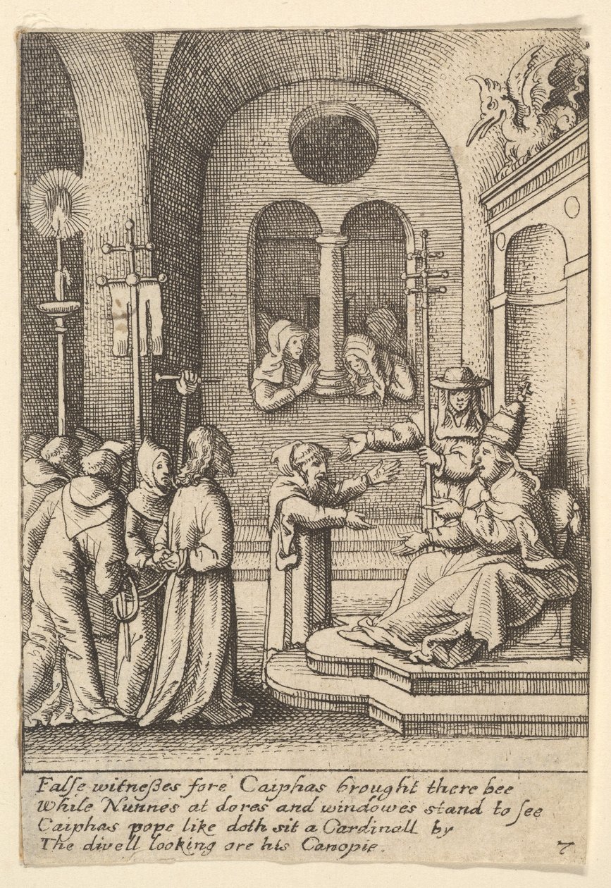 Gesù di nuovo davanti a Caifa da Wenceslaus Hollar