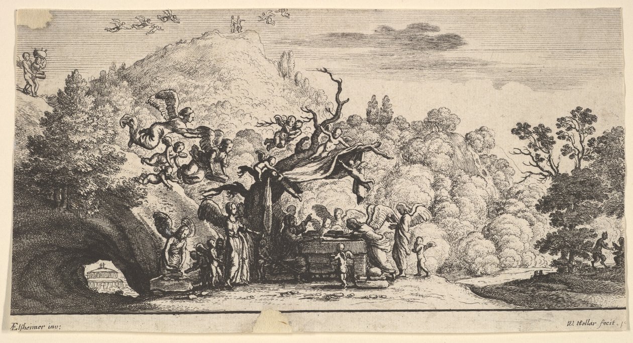 Gesù servito dagli angeli da Wenceslaus Hollar