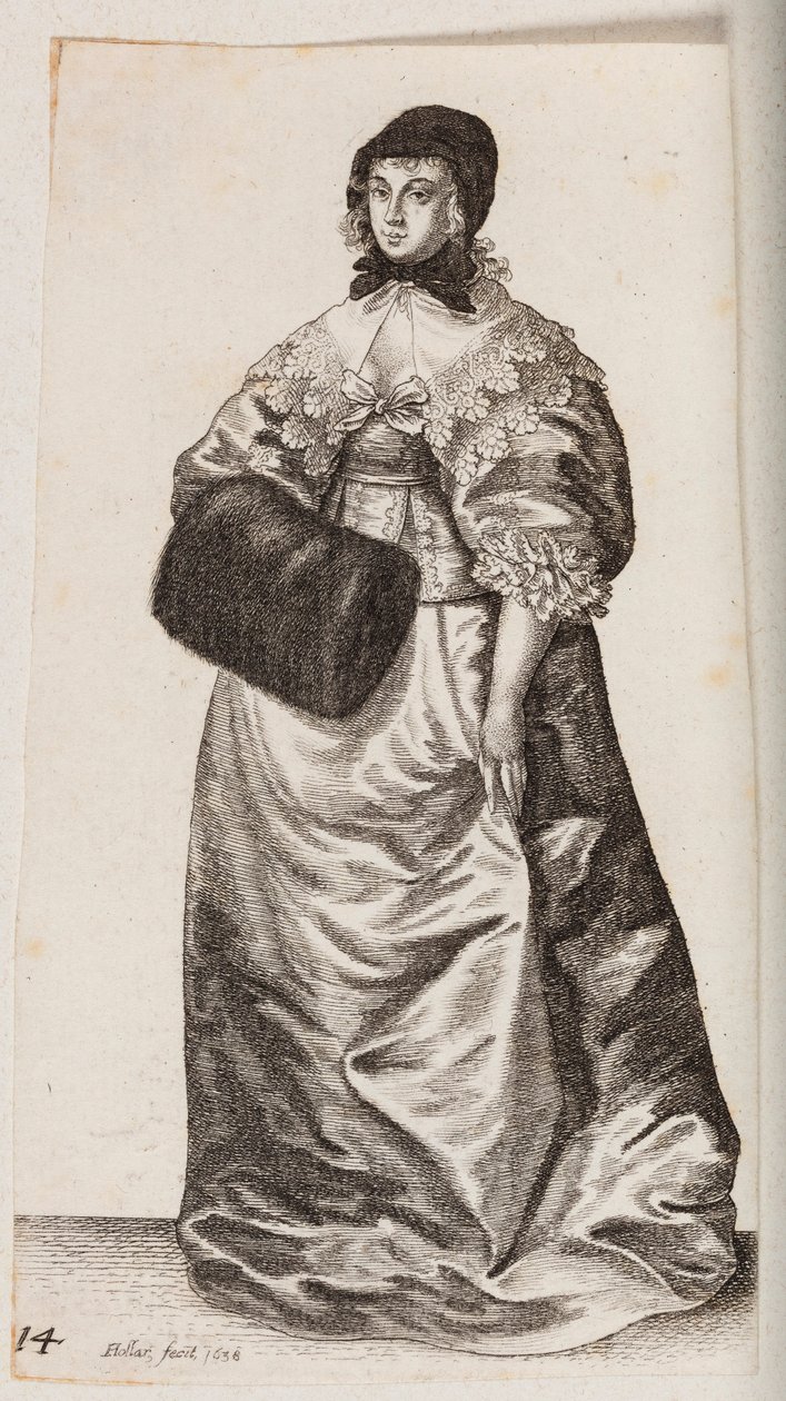 Donna con cuffia e manicotto da Wenceslaus Hollar