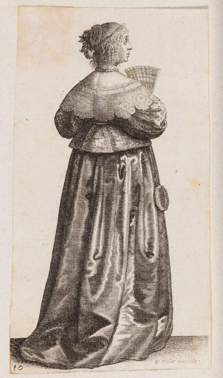 Donna con un ventaglio e uno specchio, vista di spalle da Wenceslaus Hollar