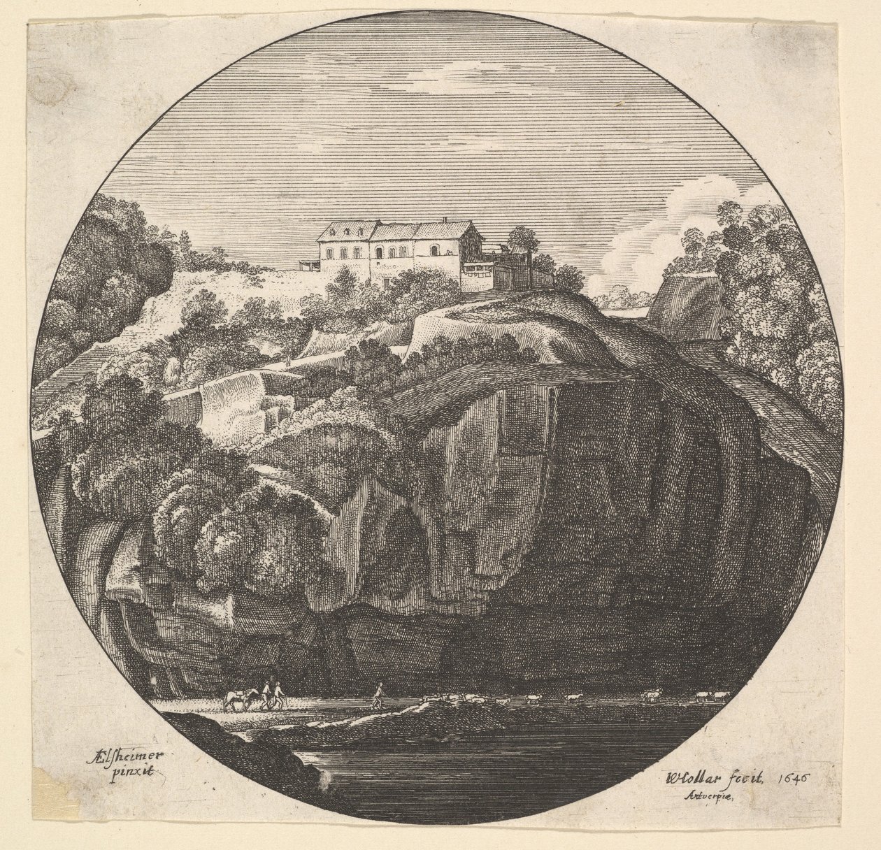 Paesaggio con una casa su scogliere, 1646 da Wenceslaus Hollar