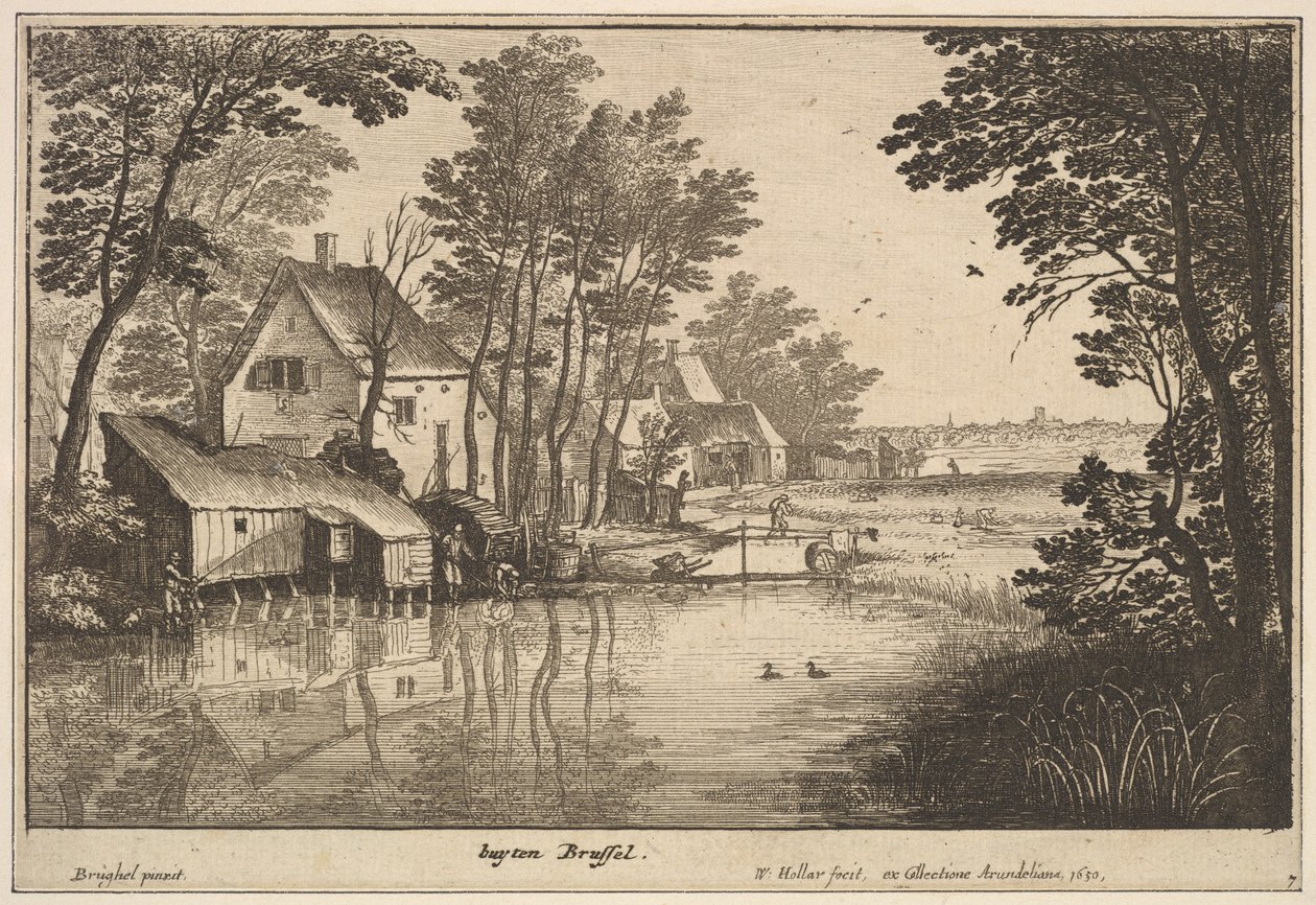 Paesaggio con pescatore, 1650 da Wenceslaus Hollar