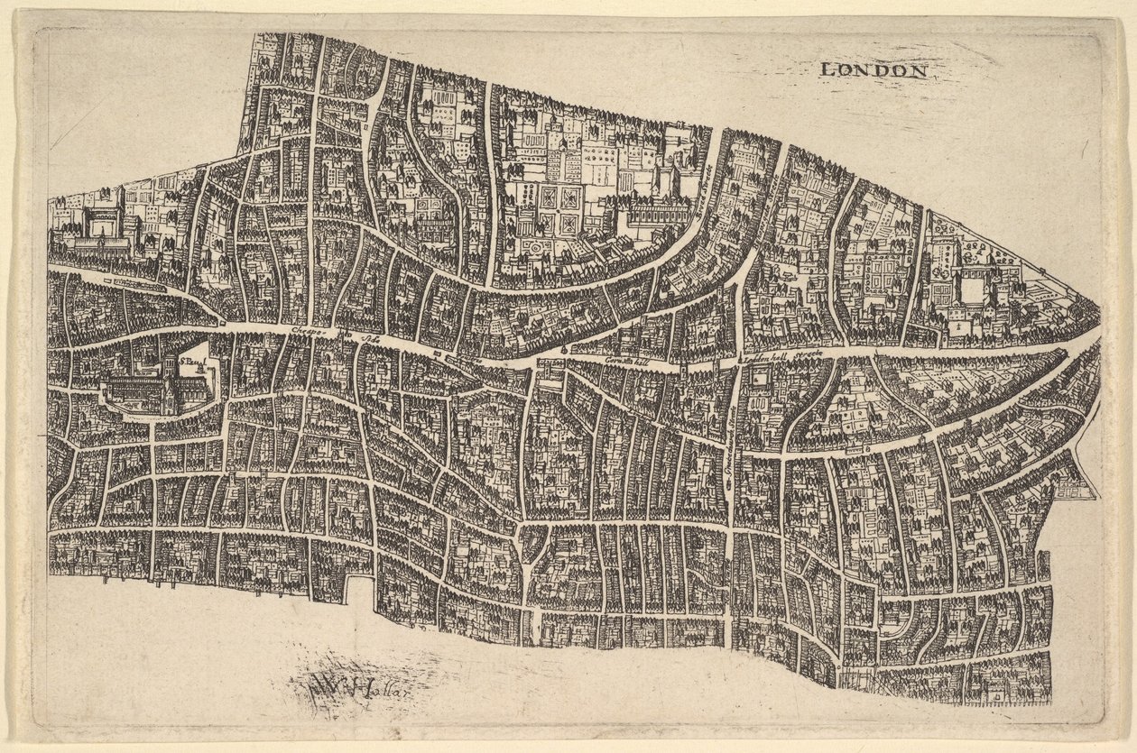 Londra prima del Grande Incendio, 1666-77 da Wenceslaus Hollar