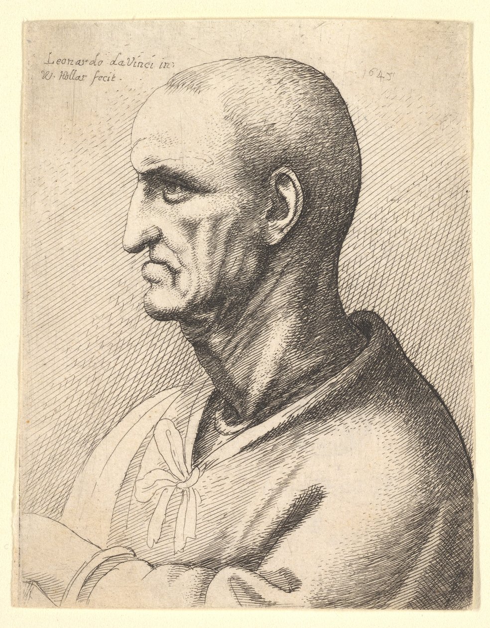 Uomo con espressione severa di profilo a sinistra, 1645 da Wenceslaus Hollar