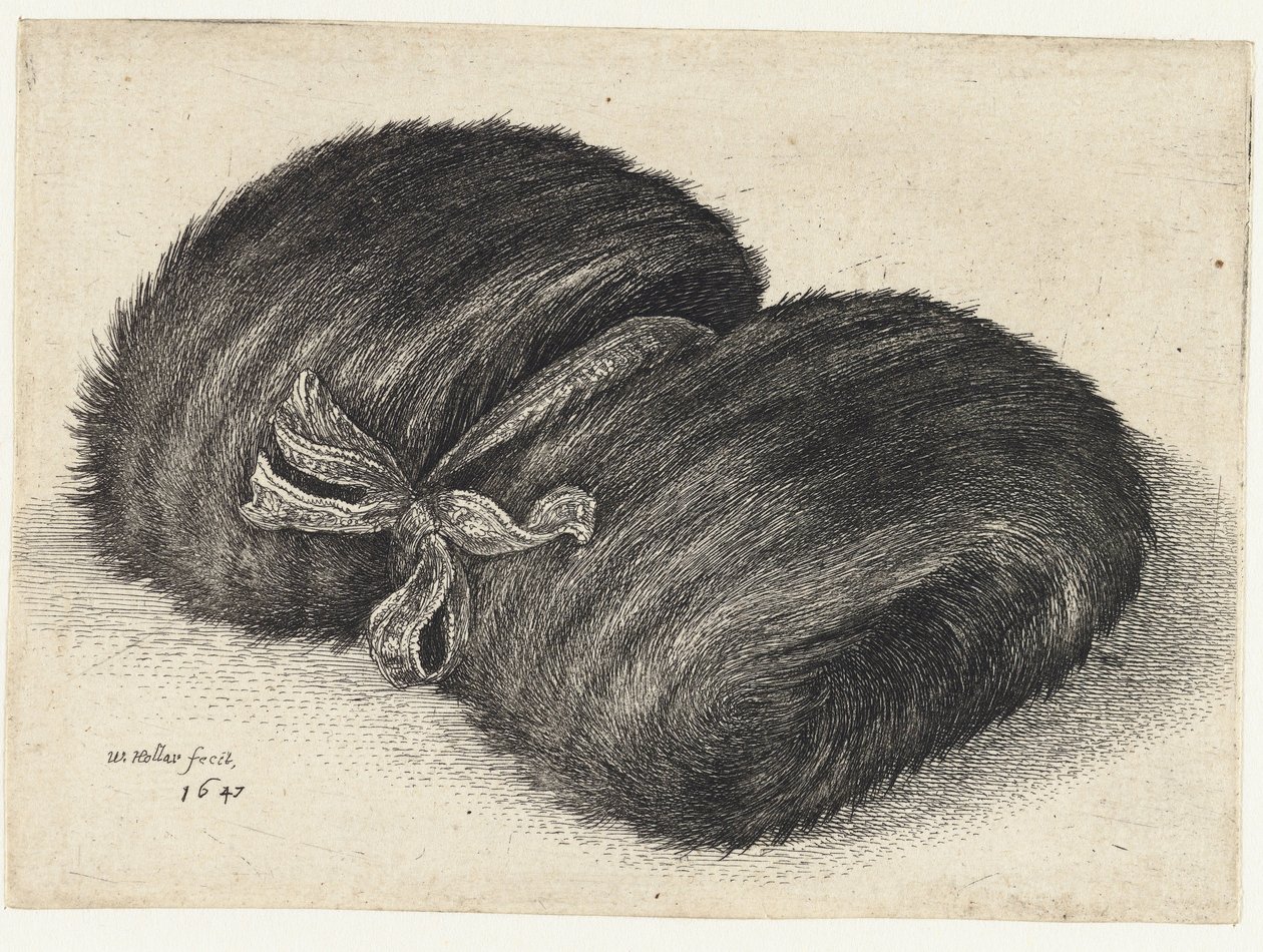 Manicotto di pelliccia decorato con un nastro (Moffen) da Wenceslaus Hollar