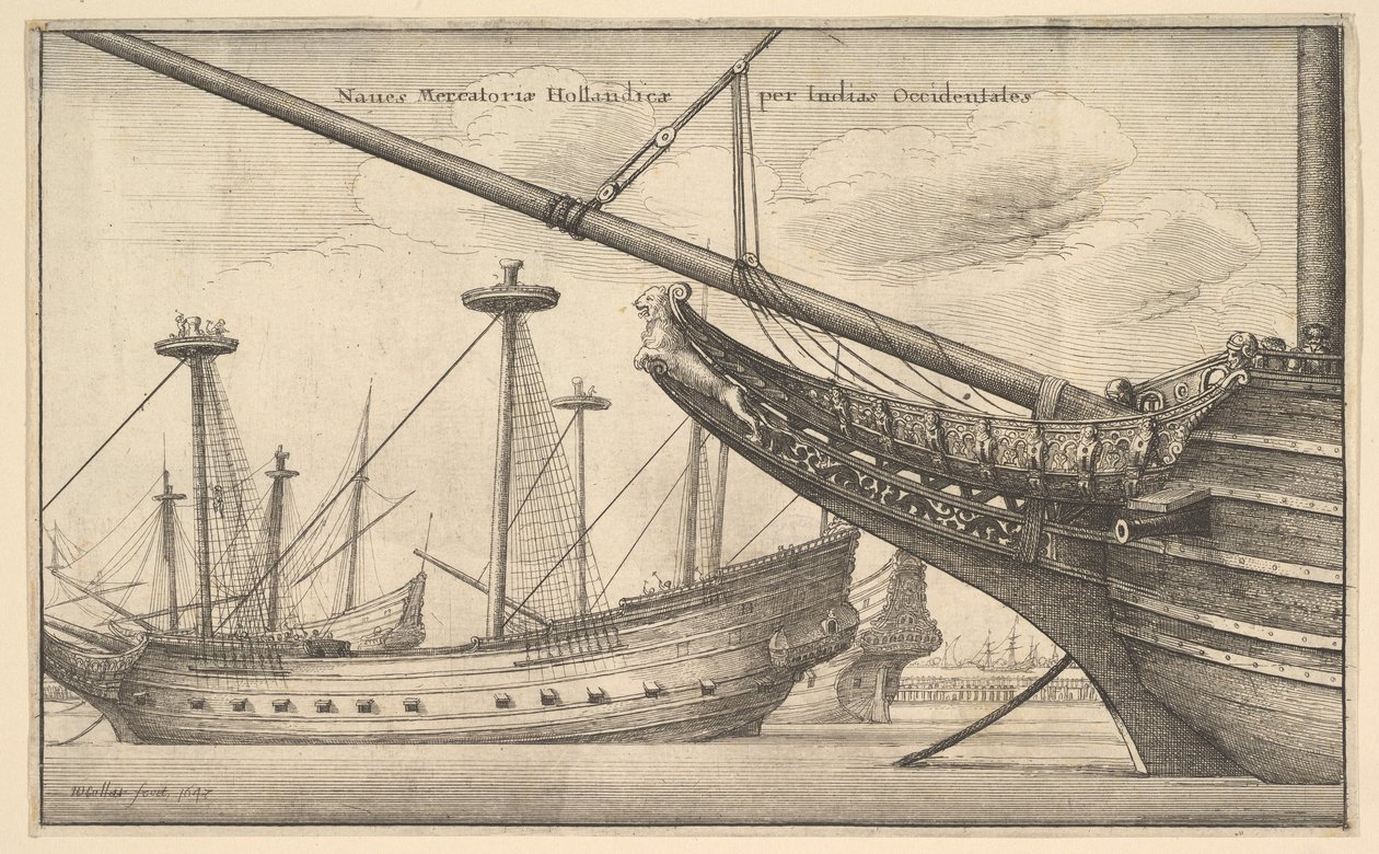 Navi mercantili olandesi per le Indie Occidentali, 1647 da Wenceslaus Hollar