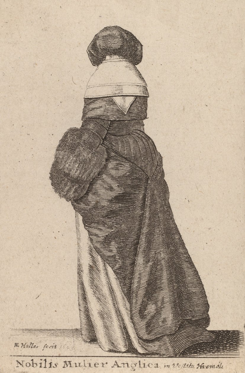 Nobilis Mulier Anglica, in Vestitu Hiemali da Wenceslaus Hollar