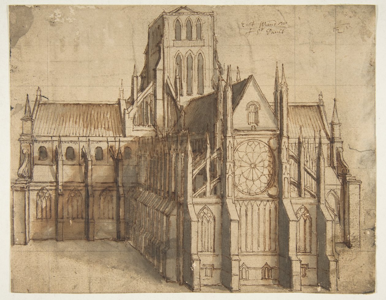 La vecchia Cattedrale di St. Paul, a Londra, vista da est da Wenceslaus Hollar